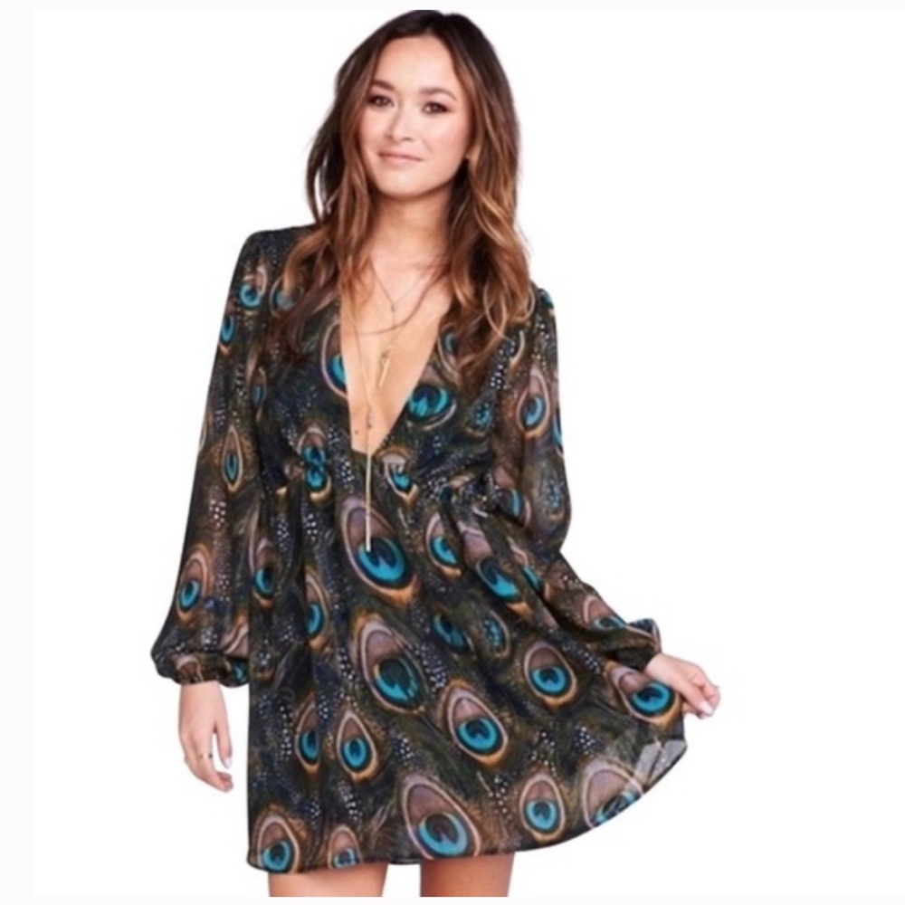 Show me your Mumu Peacock Plunge dress